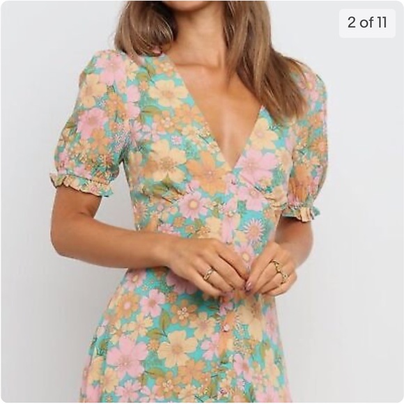 Petal + Pup Jeffree Retro Floral Boho Ruffle Mini Sun Dress (size 2) - Picture 2 of 7